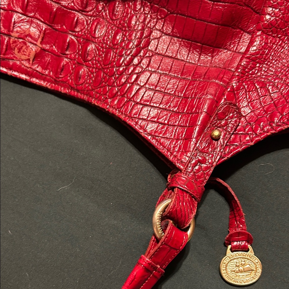 Brahmin Red Crocodile Embossed Leather Tote Bag - Picture 4 of 4